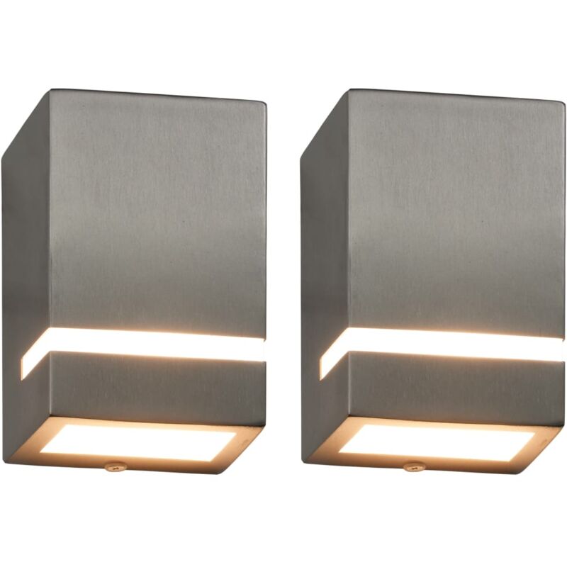 

vidaXL Lámpara de pared de jardín 2 uds 35 W rectangular plateada - Plateado