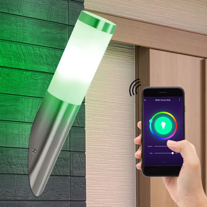 

Lámpara de pared de la casa para exteriores, lámpara de terraza, aplicación de control de voz Google en un conjunto que incluye bombillas LED RGB