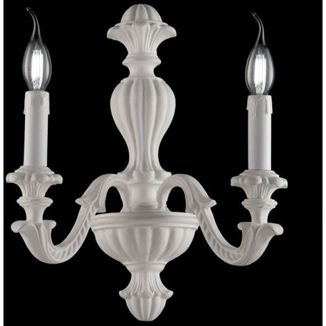 Lámpara de pared de madera blanca shabby con dos luces 31x h40 cm