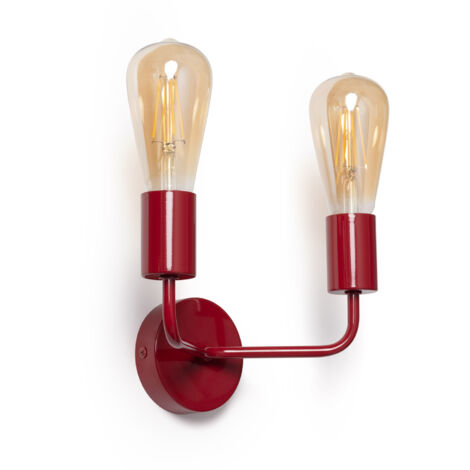 Lámpara de Pared de Metal 2 Focos Jayso  Rojo