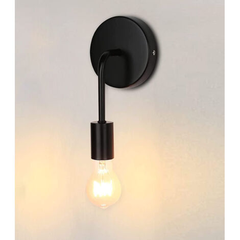 Lámpara de Pared Edison Retro Industrial de Metal Iluminación de Pared E27 para Salón, Pasillo, Dormitorio, Bar, Restaurante, Café(Negro)