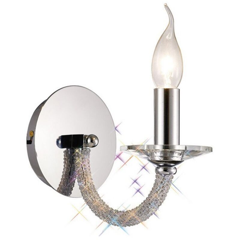 Inspired Diyas - Elena - Lámpara de pared con 1 vela encendida cromo pulido, cristal