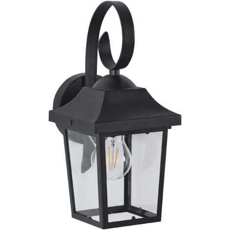 Lámpara de pared exterior aplique moderno de metal aluminio vidrio negro mate Tangon