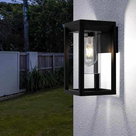 Lámpara de pared exterior jardín terraza foco marco lámpara cuadrado negro mate