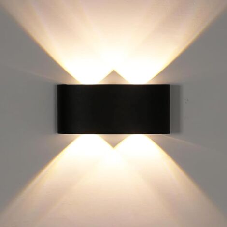 GOECO Aplique de pared para exteriores Lámpara LED moderna Lámpara de pared arriba y abajo Iluminación de pared Impermeable IP65 para sala de estar Dormitorio Baño 3000K Blanco cálido 12 cm de longitud