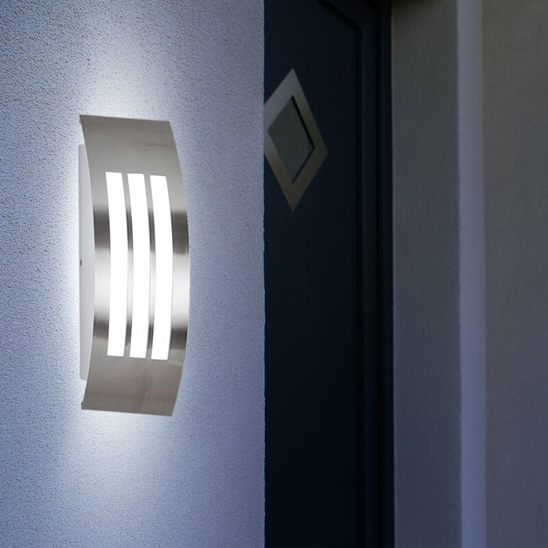 

Lámpara de pared, iluminación de focos de fachada plateada, lámpara de jardín para exteriores en un juego que incluye bombillas LED