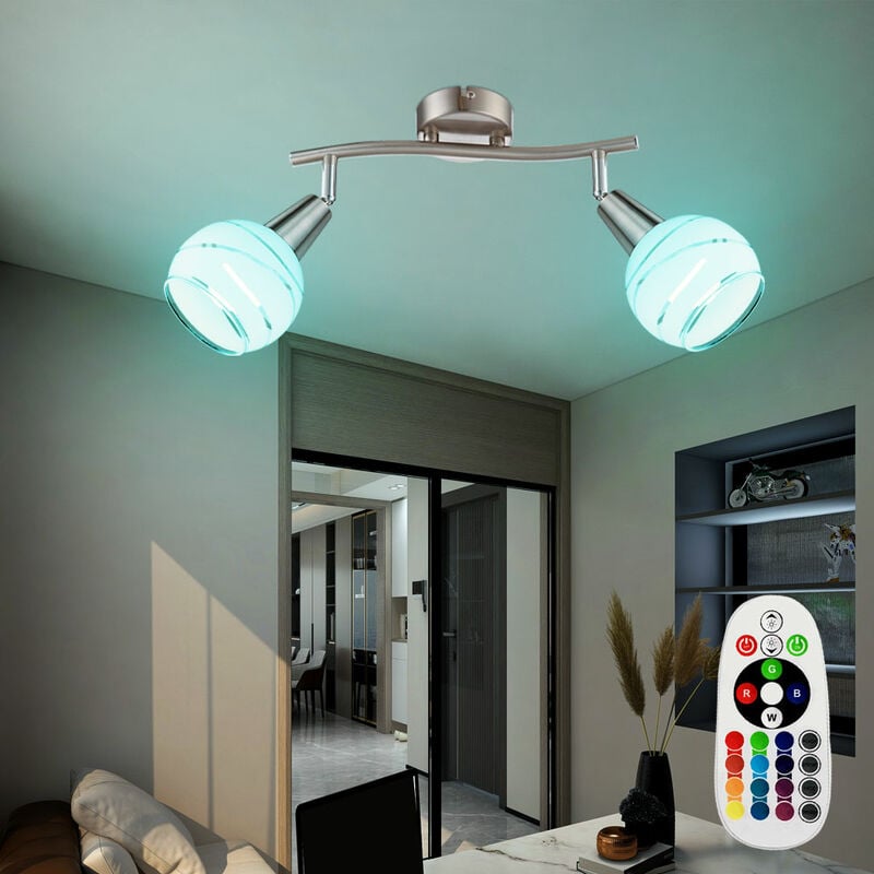 

Lámpara de pared, foco de techo, lámpara que cambia de color, móvil en un juego que incluye lámparas LED RGB