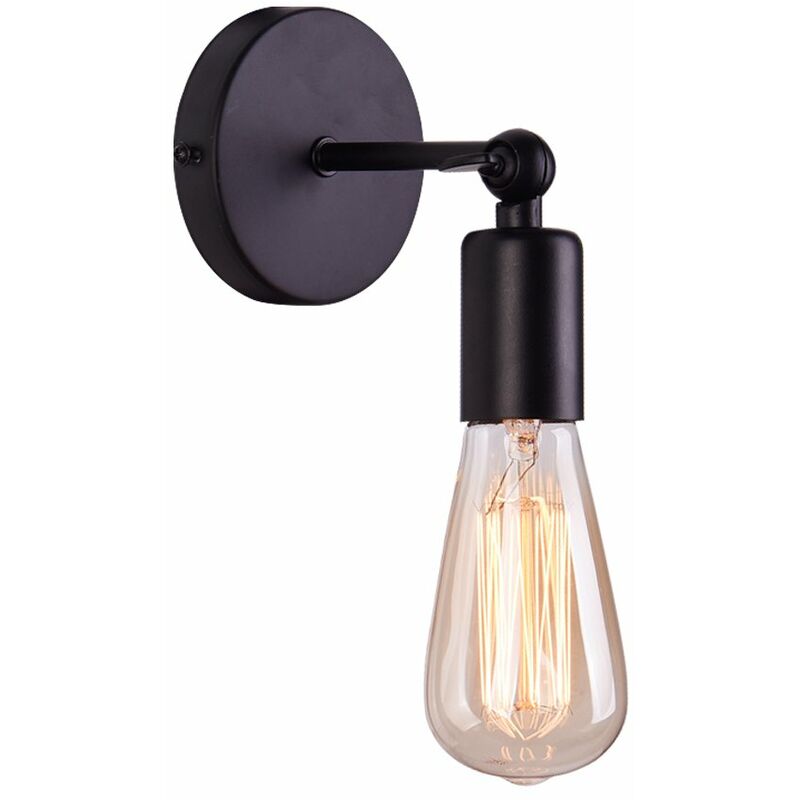 

Stoex - Apliques de Pared Industrial Metálico Lámpara de Pared Retro (Negro) E27 Decoración de Zócalo para Cafetería (Excluyendo Bombilla)