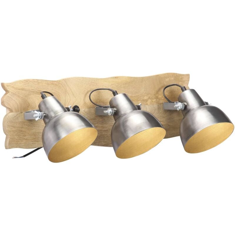 

vidaXL Lámpara de pared industrial madera mango plateado E27 68x23 cm - Plateado