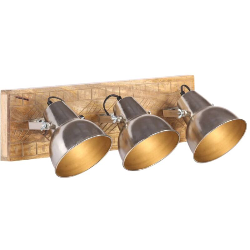 

vidaXL Lámpara de pared industrial madera mango plateado E27 70x23 cm - Plateado