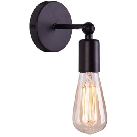 Lámpara de Pared Industrial Minimalista Regulable de Metal Hierro E27 Iluminación de Pared para Casa, Bar, Restaurantes, Café, Club (Negro)