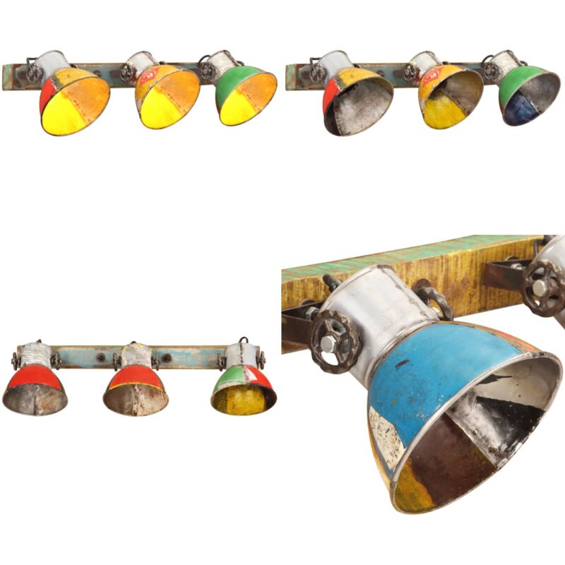 Lámpara de pared industrial multicolor E27 65x25 cm - Diseño industrial - Madera reciclada