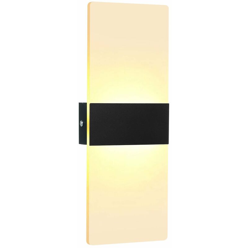 

Lampara de pared L-ED, lampara de pared de pasillo de cabecera rectangular AC85-265V,Blanco calido, 29x11cm Aluminio negro