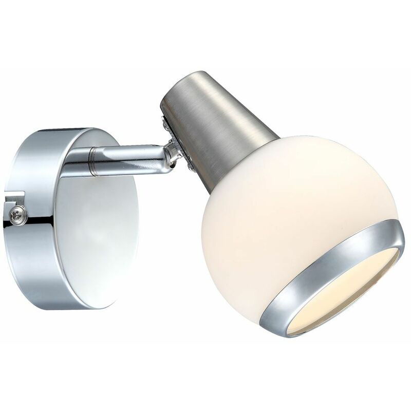 

Globo - Aplique de pared LED foco de anillo cromado lámpara de vidrio ajustable iluminación de sala de estar opal 56038-1