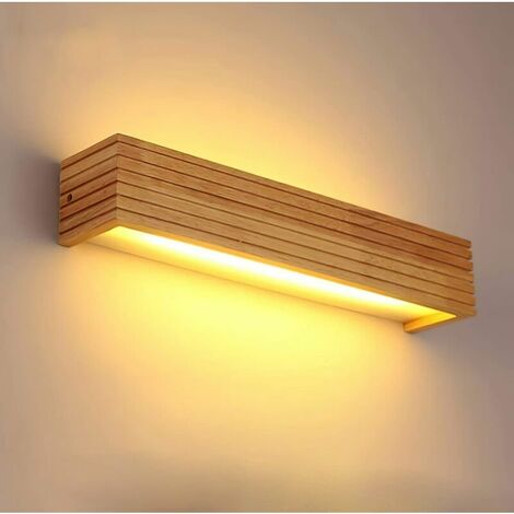 BRIDAY Lámpara de pared LED Aplique de pared de madera Lámpara de iluminación de pared LED interior para sala de estar Dormitorio Escalera Pasillo (HB-wall lamp-45cm)