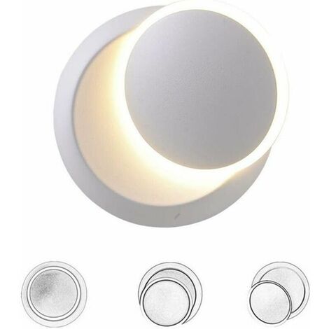 Lámpara de pared LED blanca para interiores 5W Aplique de pared moderno Blanco cálido Creativo 2 en 1 Aplique de pared de hierro Lámpara LED (Blanco)