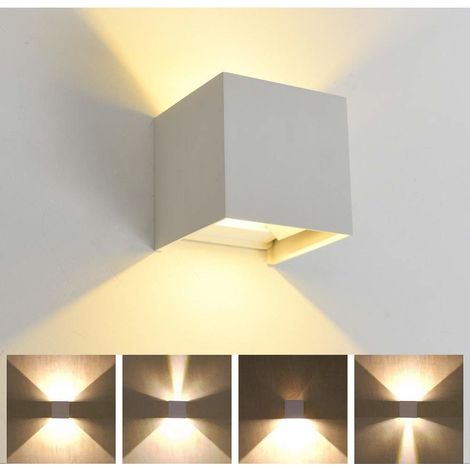 STOEX Lámpara de Pared Led de Aluminio Moderno Minimalista Apliques de Pared (Blanco)Forma Cubo Cuadrado Creativo Diseno 7W para Cocina Restaurante Pasillo Entrada