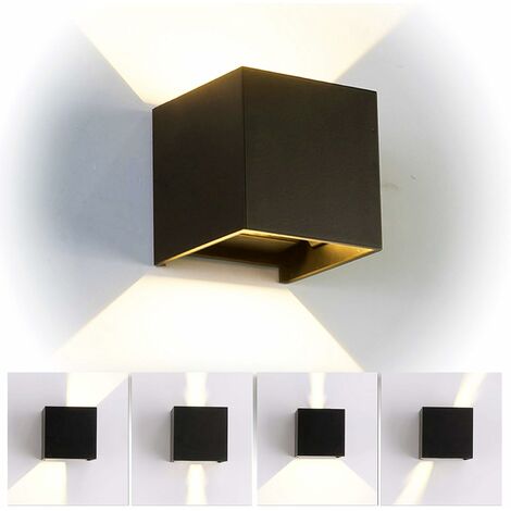 STOEX Lámpara de Pared Led de Aluminio Moderno Minimalista Apliques de Pared (Negro)Forma Cubo Cuadrado Creativo Diseno 12W para Cocina Restaurante Pasillo Entrada