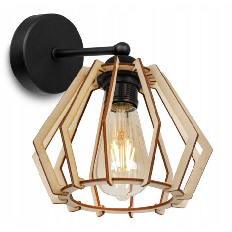 LÁMPARA DE PARED LED DE MADERA ÚNICA Y MODERNA