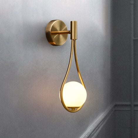 GOECO Lámpara de pared LED industrial moderna, lámpara de pared ajustable, pantalla de bola redonda de vidrio, lámpara de pared de metal E27, sala de estar, pasillo