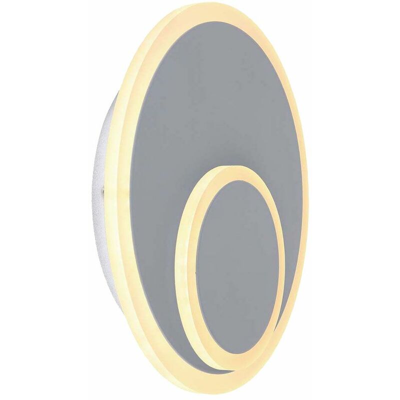 

Lámpara de pared LED interior salón lámpara de pared moderna redonda disco gris, metal, 16 vatios 1150 lúmenes 3000 Kelvin, 25,5 cm