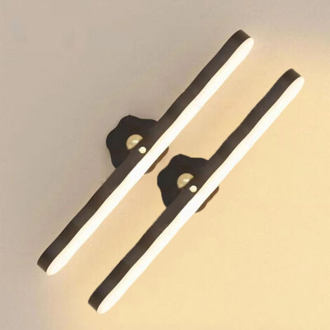 Lámpara de pared LED NICOLA, magnética, táctil, de 2 piezas, iluminación de acento giratoria para tocador, negro, luz cálida, 3 W