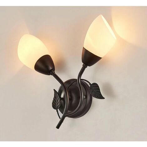 Lámpara de pared LED nórdica, lámpara de noche de campo americano, arte del hierro creativo, pasillo, vestíbulo, espejo, lámpara frontal, Retro, cabeza única, negro