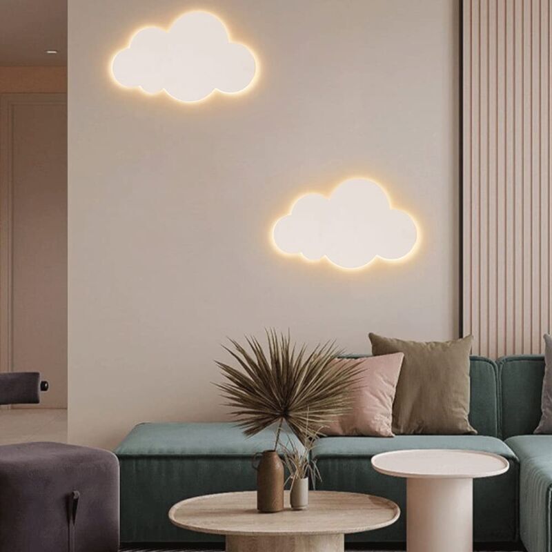 Aiperq Weiß Lámpara De Pared Led Para Habitación Infantil, Luz Cálida, Lámpara De Lectura Para Dormitorio, Nubes Creativas Blancas, Lámpara De Noche Para Sala De Estar, Lámpara De Noche Para Pasillo, Lámpara De P