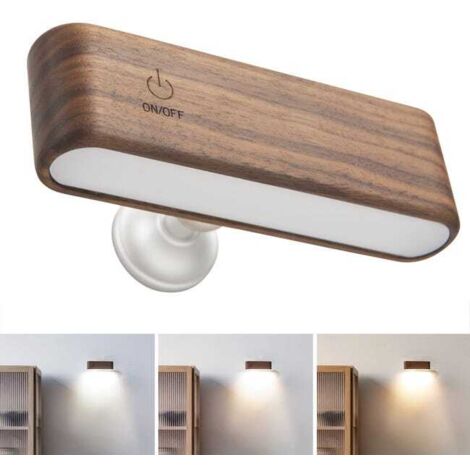 Lámpara de pared LED recargable, luz nocturna magnética con brillo ajustable, lámpara de lectura táctil giratoria de 360°.
