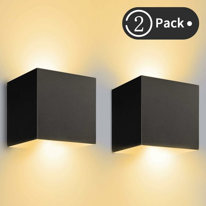 

Litzee - Lámpara de pared para interior / exterior, 12 W, luces LED de pared ajustables, 3000 K, lámpara de pared blanca cálida impermeable IP65 para