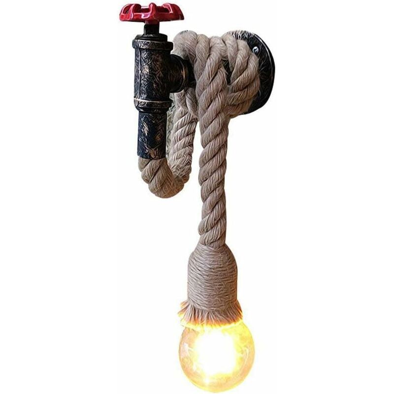 

Lámpara de pared LITZEE, tubo de agua de cuerda de cáñamo, accesorio de iluminación industrial, lámpara de pared creativa retro, 1 enchufe E27,