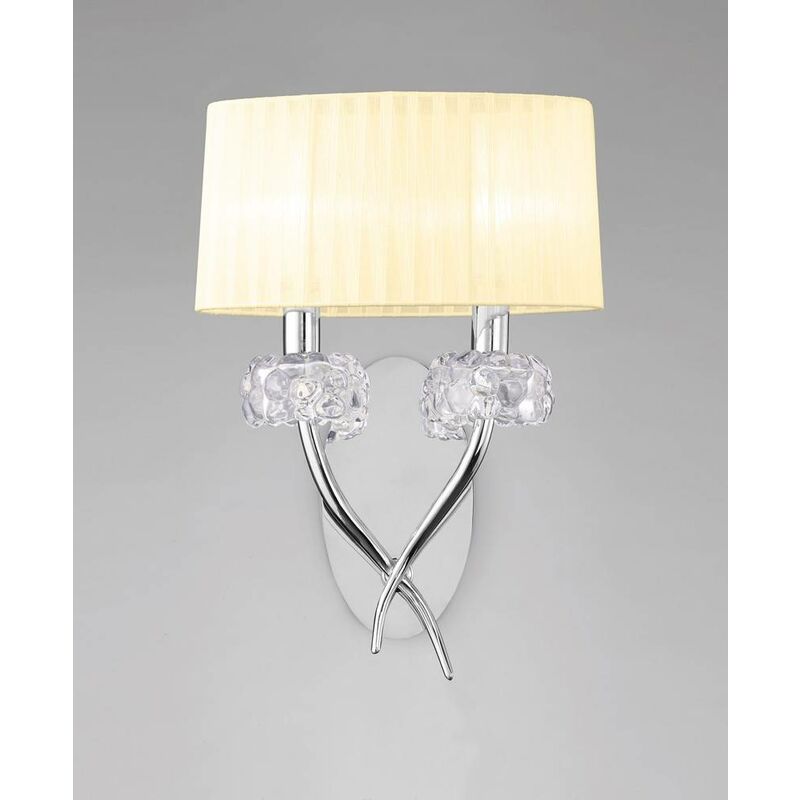 

Lámpara de pared Loewe 2 Bulbs E14, Cromo Pulido con Pantalla Crema