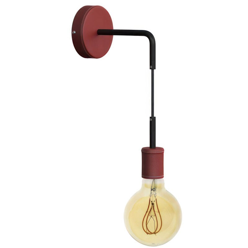 

Creative Cables - Lámpara de pared Luxury Leather en madera forrada en piel | Con bombilla - Burdeos - Negro - Burdeos - Negro