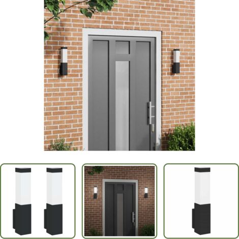 Lámpara de pared -  Luz de pared exterior 2 pcs Negro 10.5 x 6 x 33 cm