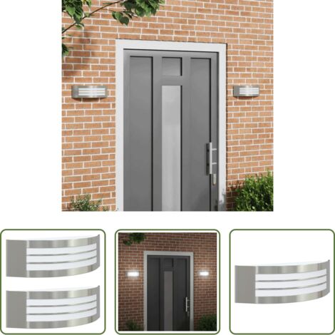 Lámpara de pared -  Luz de pared exterior 2 pcs Plateado 32 x 10 x 10 cm
