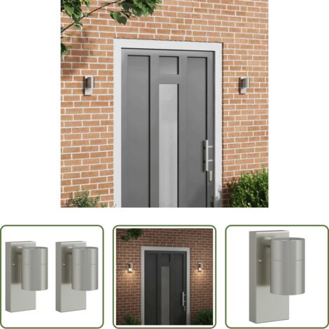 Lámpara de pared -  Luz de pared exterior 2 pcs Plateado 6,5 x 10,5 x 16 cm