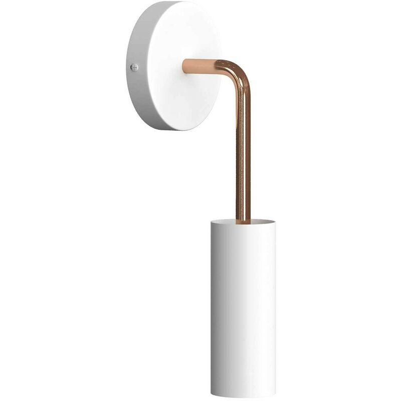 

Creative Cables - Lámpara de pared Metal con pantalla Tub-E14 y tubo curvo de extensión | Con bombilla - Blanco - Cobre - Blanco - Cobre