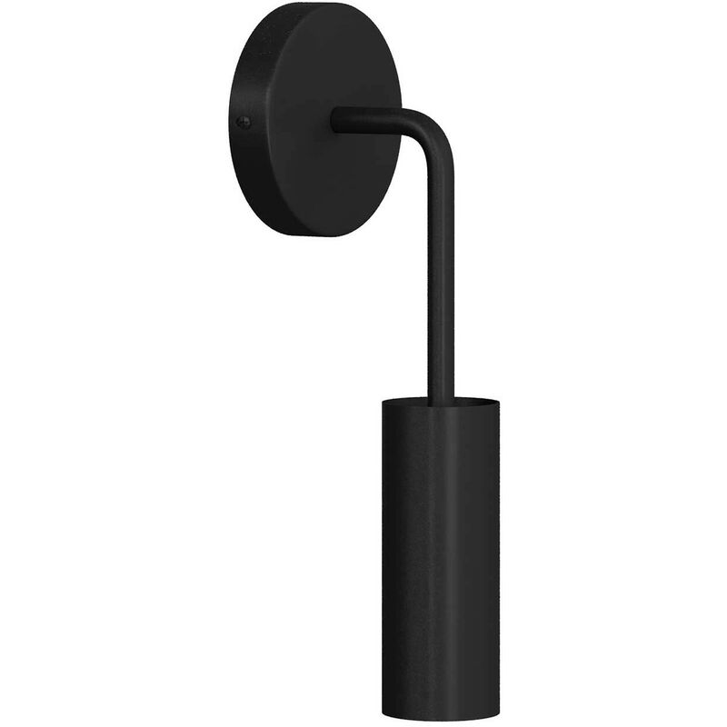 

Creative Cables - Lámpara de pared Metal con pantalla Tub-E14 y tubo curvo de extensión | Sin bombilla - Negro - Negro