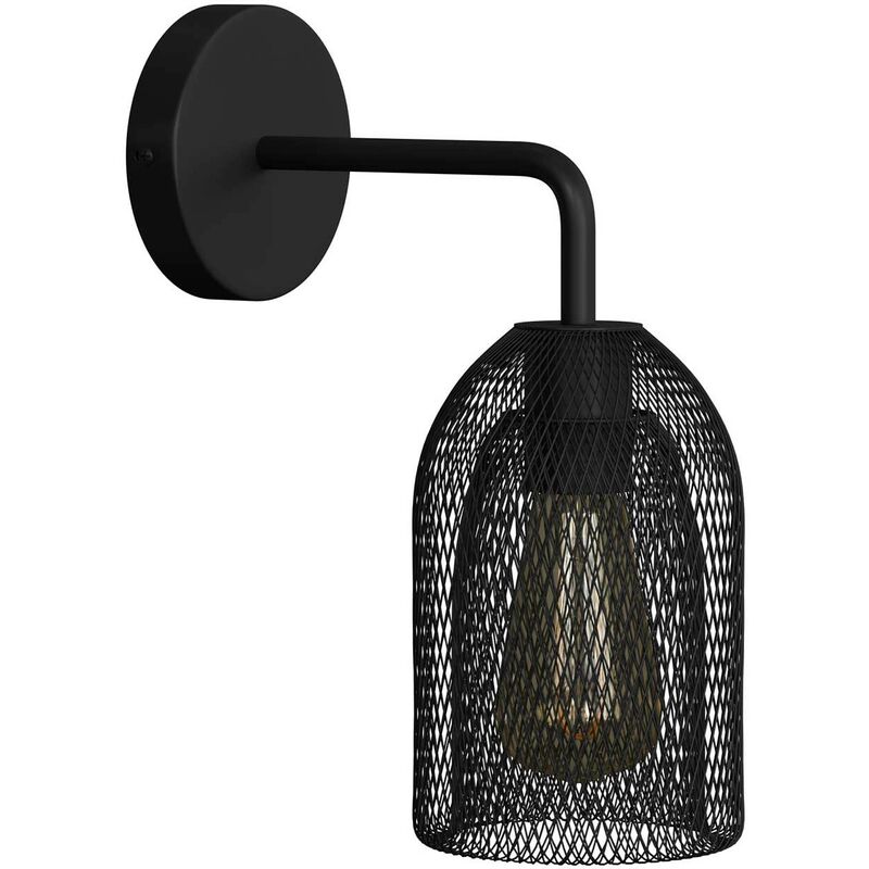 

Lámpara de pared Metal Industrial de metal con jaula Ghostbell | Con bombilla - Negro - Negro