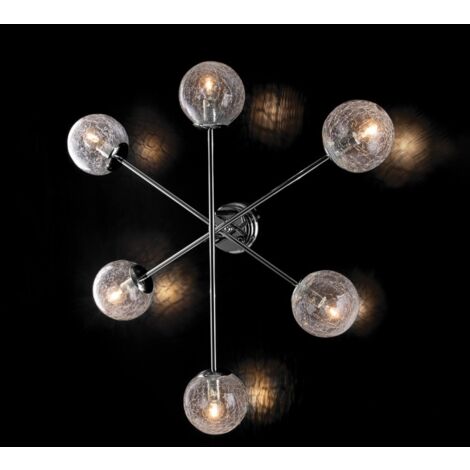 Lámpara de pared moderna en hierro cromado pulido con esfera de vidrio transparente 78 cm