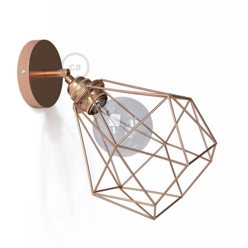 

Creative Cables - Lampara de pared o techo de metal orientable 90º con pantalla Diamond | Sin bombilla - Cobre - Cobre