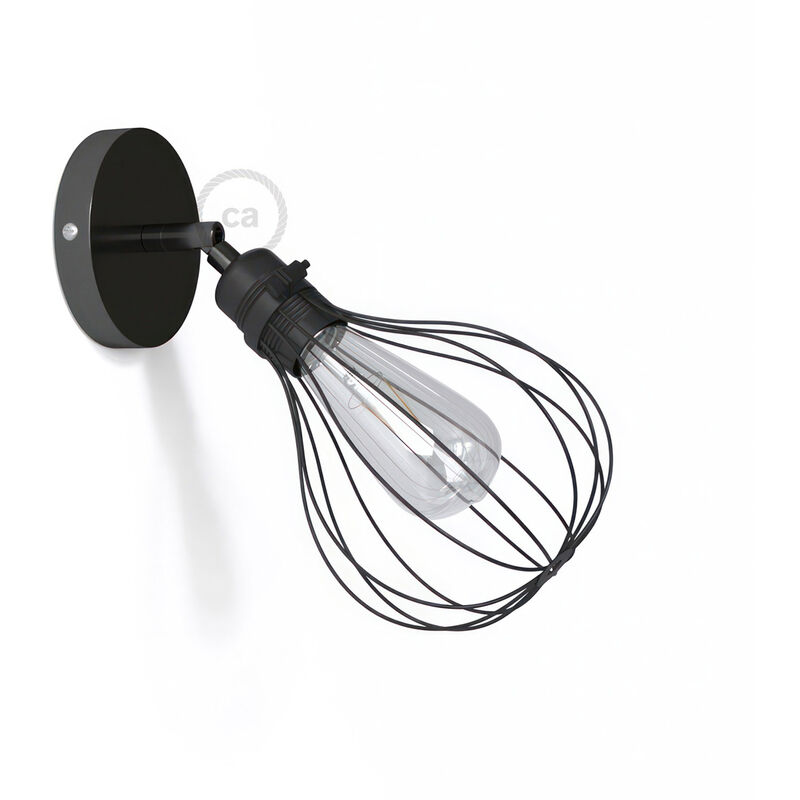 

Creative Cables - Lampara de pared o techo de metal orientable Metal 90º con pantalla Drop | Con bombilla - Negro perla - Negro perla