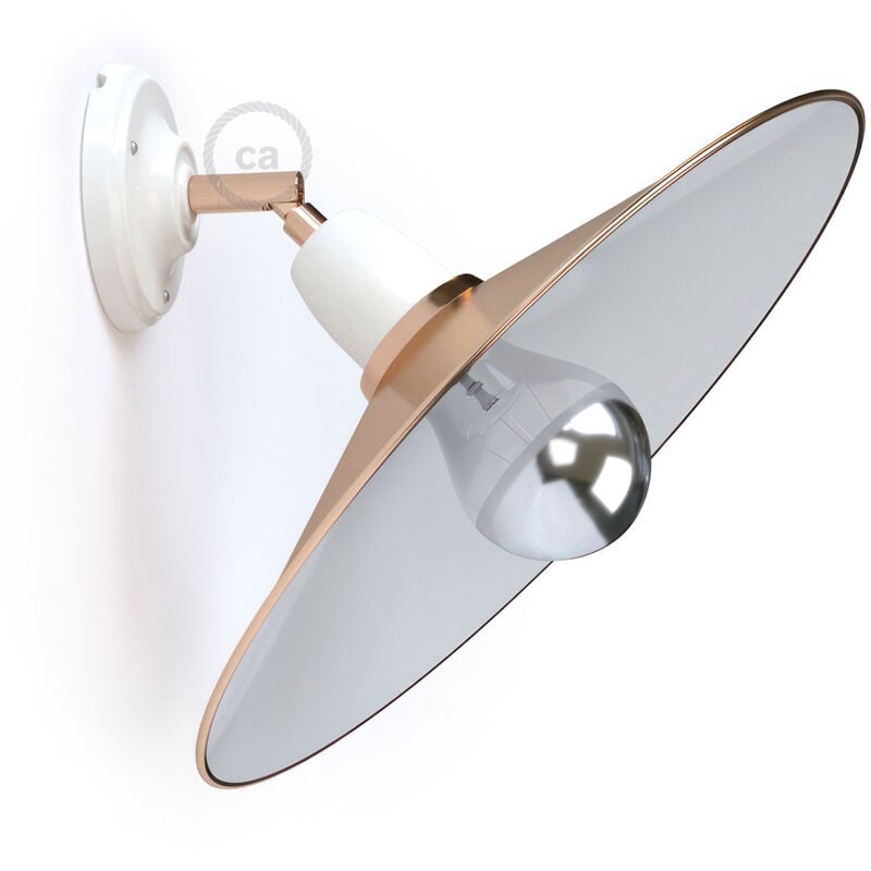 

Creative Cables - Lampara de pared o techo de porcelana orientable 90° con pantalla Swing | Con bombilla - Blanco - Cobre - Blanco - Cobre