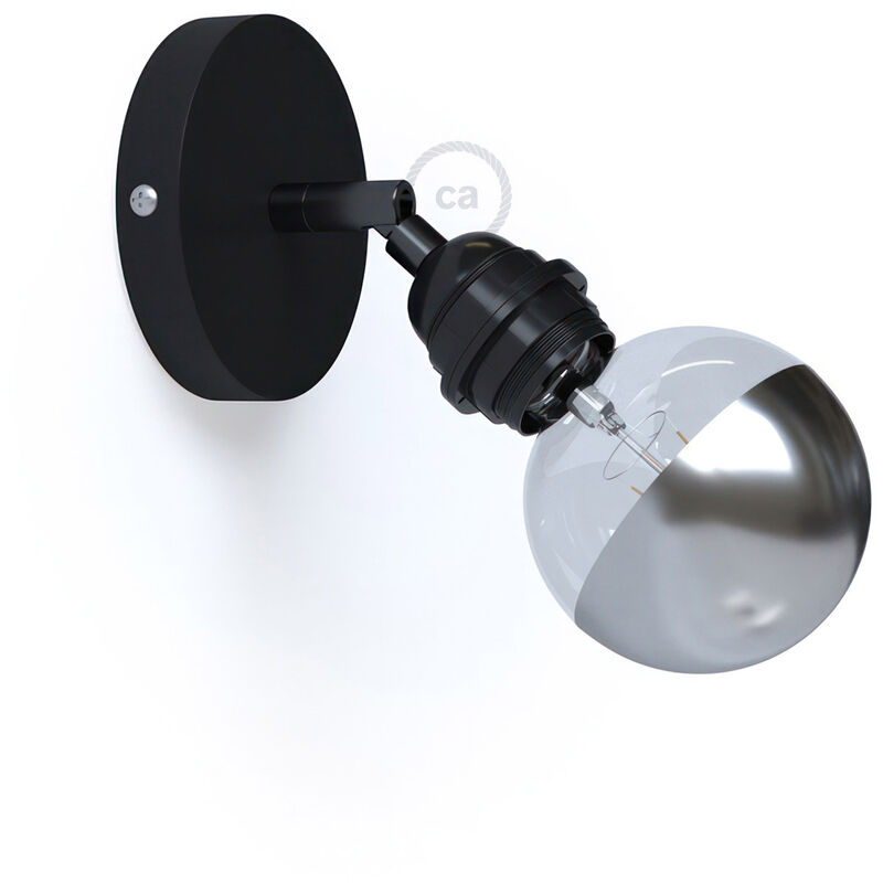 

Creative Cables - Lámpara de pared o techo Metal 90°, orientable con portalámparas roscado E27 | Sin bombilla - Negro - Negro