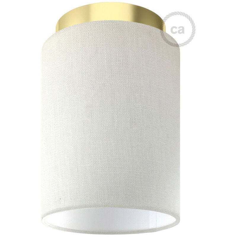 

Creative Cables - Lámpara de pared o techo Metal con pantalla cilíndrica Ø 15cm h18cm | Sin bombilla - Latón - Lino Blanco - Latón - Lino Blanco