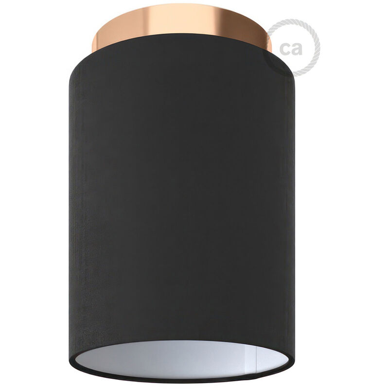 

Creative Cables - Lámpara de pared o techo Metal con pantalla cilíndrica Ø 15cm h18cm | Sin bombilla - Cobre - Tela Negra - Cobre - Tela Negra