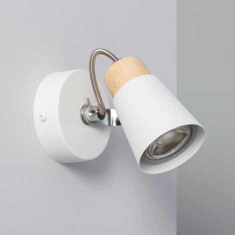 Lámpara de Pared Orientable Metal y Madera 1 Foco Mara Blanco. - Blanco