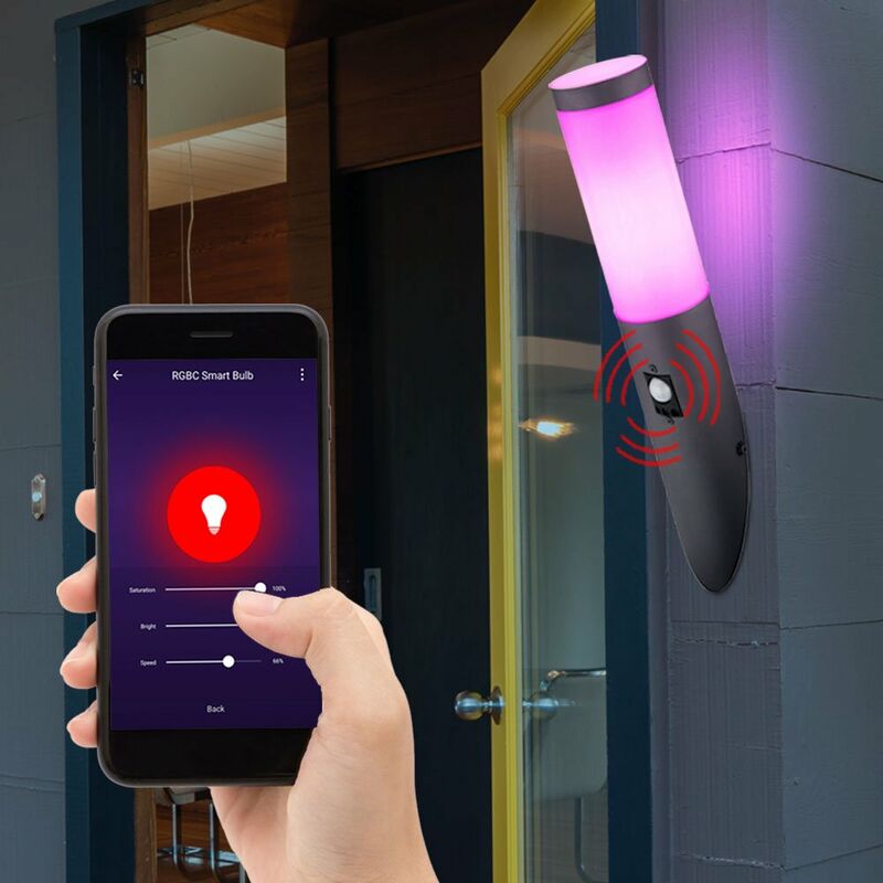 

Lámpara de jardín con sensor de control de voz de aplicación de luz de pared para exteriores regulable en un conjunto que incluye bombillas LED RGB