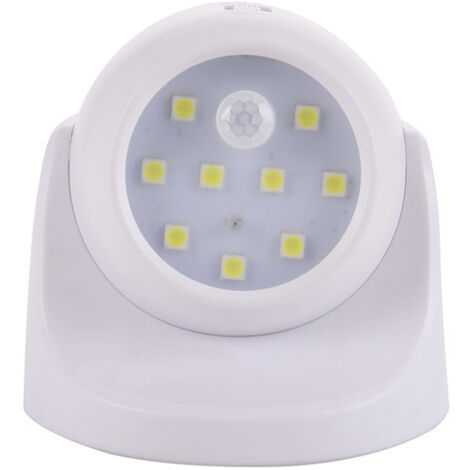 Lámpara de pared para exteriores con sensor de movimiento, iluminación LED para exteriores, inalámbrica, con rotación e inclinación de 360 grados, color blanco.