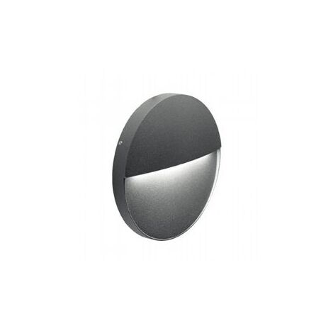 Lámpara de pared redonda de aluminio fundido con difusor satinado - 6W, 680 lúmenes - Luz cálida grafito